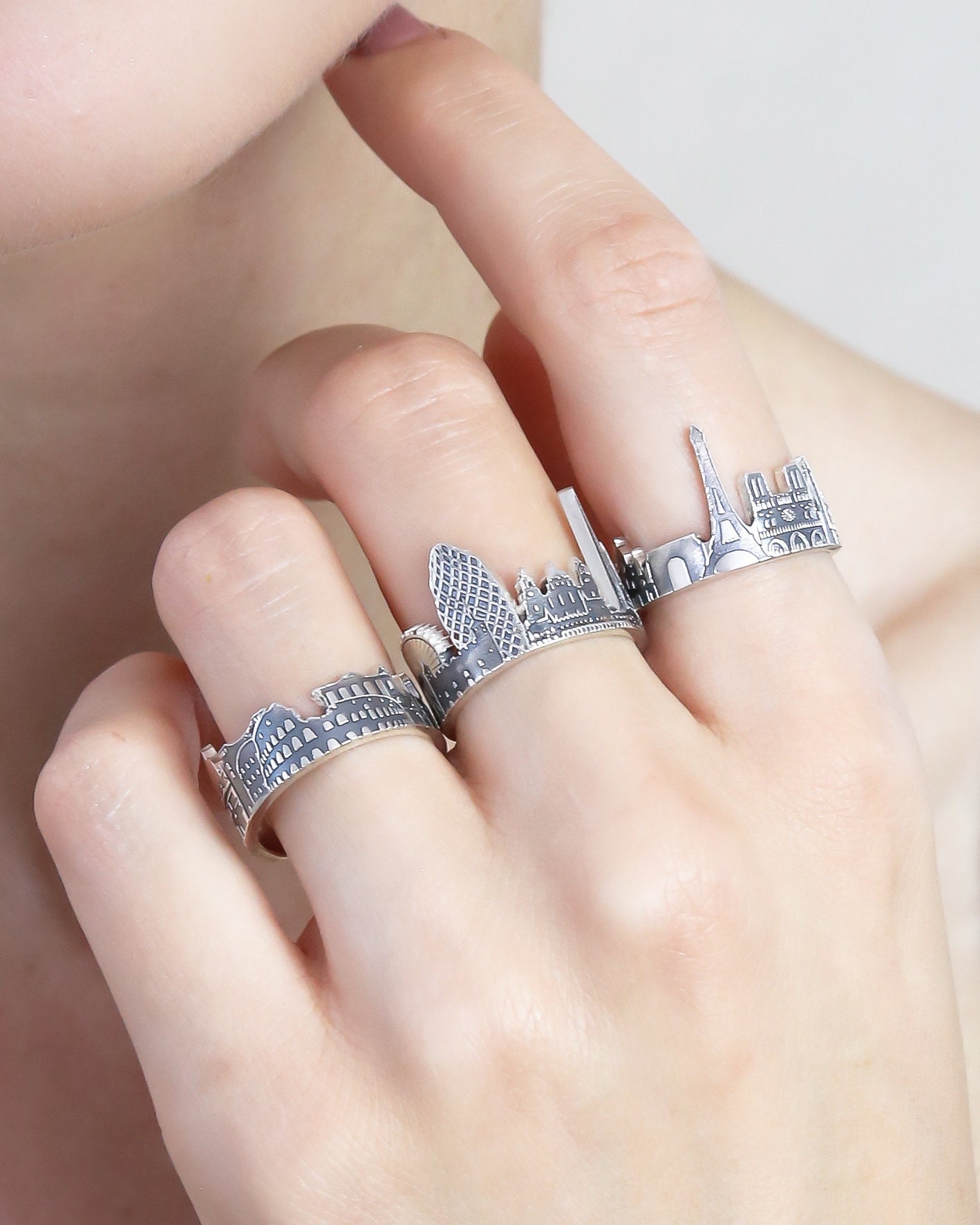 Your City Ring • Any Cityscape Ring • Travel Ring • Custom Silver Rin…