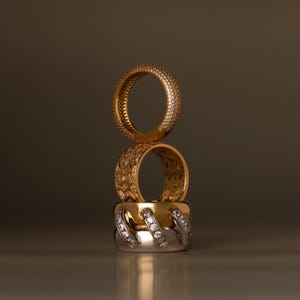 Anello baguette con diamanti a mosaico di Caitlyn Minimalist • Anello impilabile vintage massiccio • Gioielli Art Déco • Regalo di anniversario per la moglie • RR212 immagine 10
