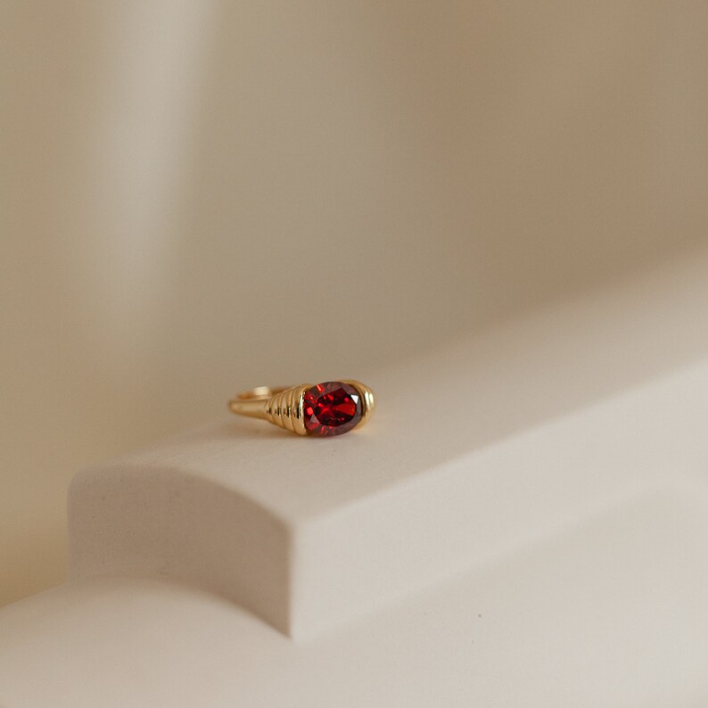 Garnet Signet Ring by Caitlyn Minimalist in Gold  Gemstone image 2