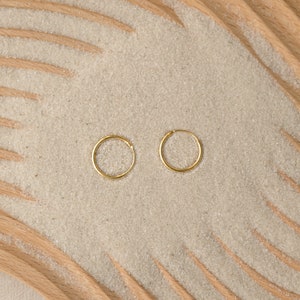 Petites créoles fines en or par Caitlyn Minimalist Créoles sans fin Créoles dorées délicates Boucles d'oreilles minimalistes Cadeau pour elle ER173 image 2