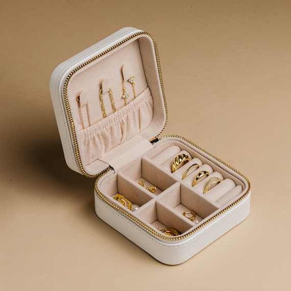 Linjer Mini Travel Jewelry Case - Cognac