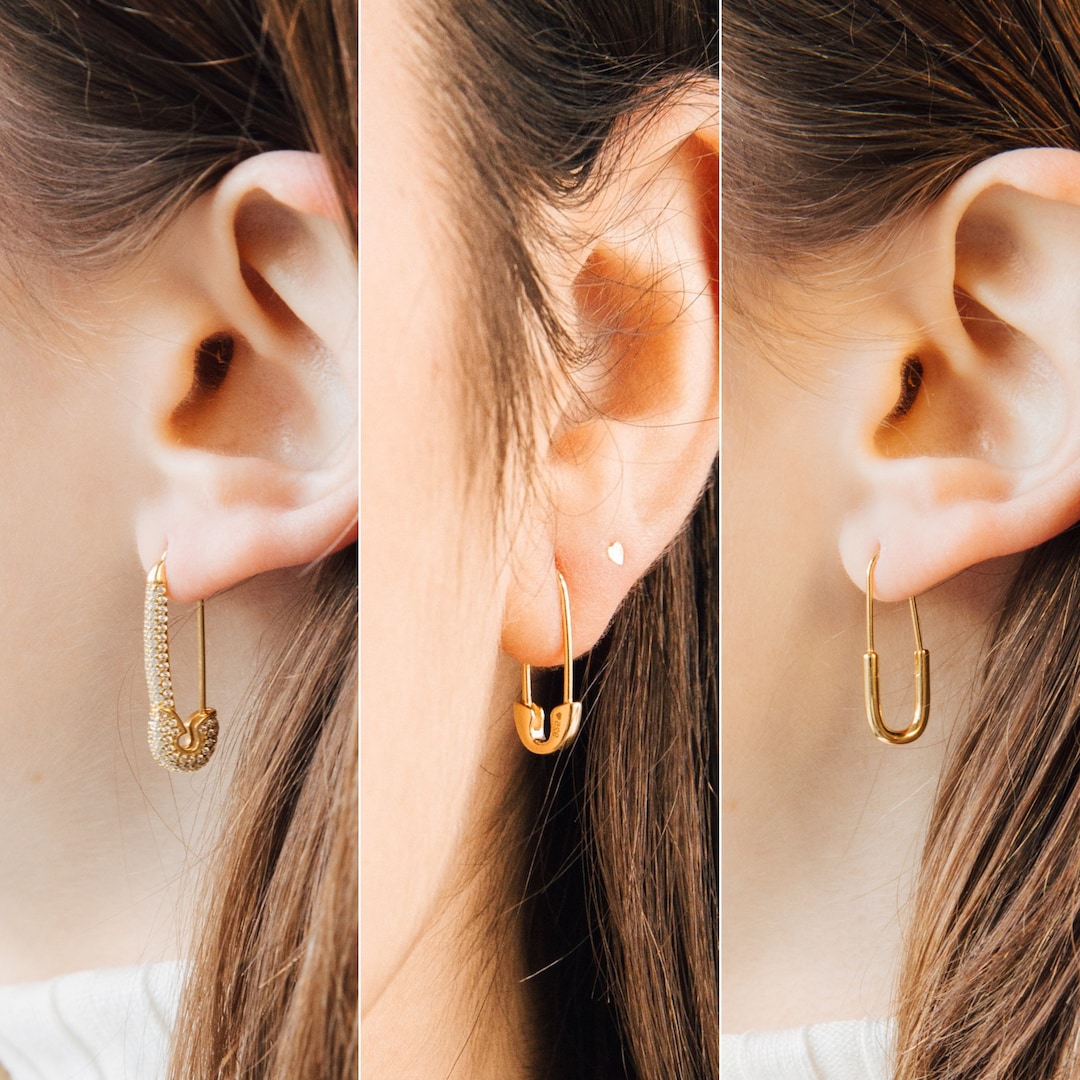 Minimalist Safety Pin Earrings by Caitlyn Minimalist Luxx Etsy