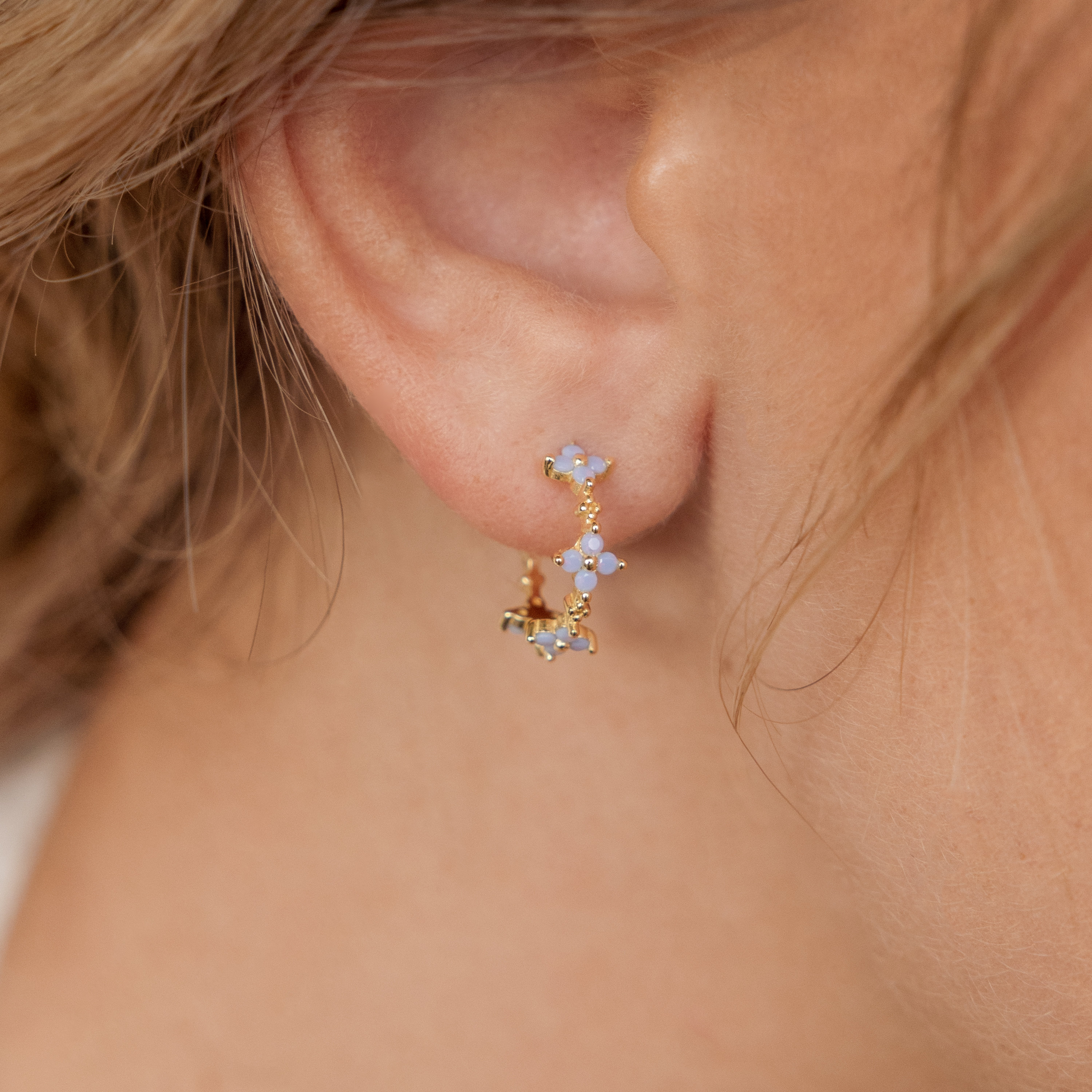 Ivy Flower Blue Earrings by Caitlyn Minimalist • Floral Hoop Earrings, Dangling Charm Huggies, & Stud Earrings • Perfect Bridesmaid Gifts