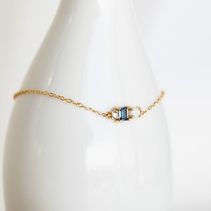 Opal & Diamond Gemstone Bracelet by Caitlyn Minimalist Dainty Birthstone Charm Bracelet Opal Jewelry Birthday Gift for Her BR023 image 2