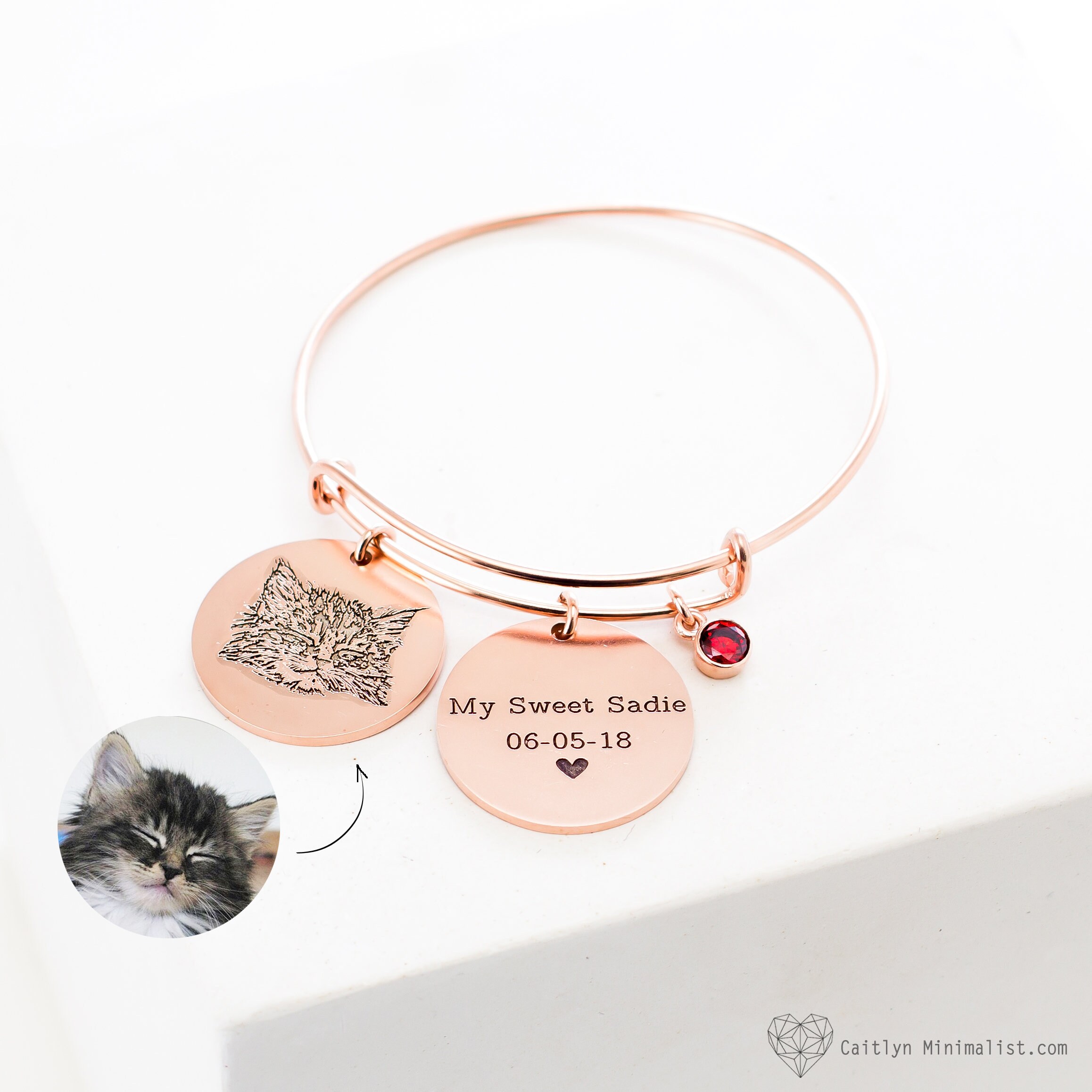Your Pet Photo Bracelet • Actual Pet Picture Bangle • Cat Bracelet • …