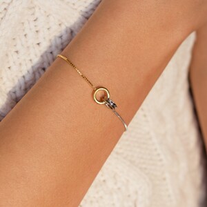 Interlocking Circles Charm Bracelet by Caitlyn Minimalist Minimalist Infinity Bracelet in Gold & Silver Perfect Anniversary Gift BR035 image 6