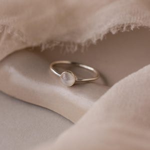Round Moonstone Ring by Caitlyn Minimalist • Labradorite Crystal Ring • Dainty Promise Ring • Silver Jewelry • Best Friend Gift • RM135