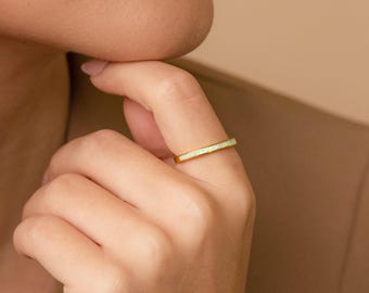 Opal Inlay Ring by Caitlyn Minimalist • Opal Promise Ring • Dainty Crystal Ring • Gemstone Jewelry • Birthday Gift for Girlfriend • RR060