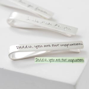 Handwriting Tie Clip For Him Custom Signature Tie Clip Personalized Tie Bar for Dad Father of the Bride Gift Groomsmen Gift CM24 image 9