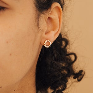 Diamond Sun Earrings by Caitlyn Minimalist Geometric Crystal Earrings Open Circle Diamond Stud Earrings Bridal Jewelry ER199 image 5