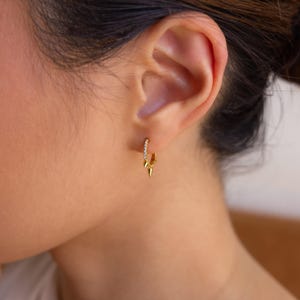 Pave Triple Spike Huggie Hoops by Caitlyn Minimalist • Diamond Hoop Stacking Earrings • Minimalist Gothic Jewelry • Sister Gift • ER504