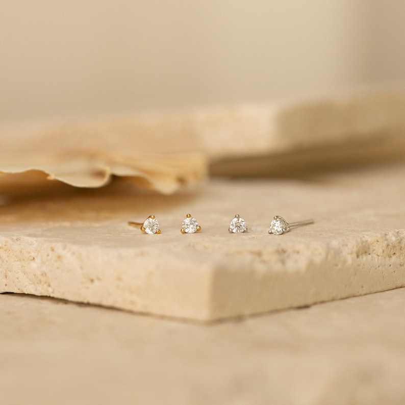 Tiny Diamond Studs by Caitlyn Minimalist • Dainty Gold Stud Earrings • Everyday Jewelry • Perfect for Earring Stacks • Gifts for Mom • ER124 image 1