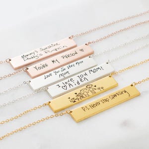 Handwriting Jewelry • Engraved Actual Handwriting Necklace • Keepsake Necklace • Custom Signature Jewelry • Personalized Gift for Mom • NM22