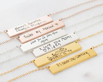 Schmuck mit Handschrift • Gravierte Halskette mit echter Handschrift • Erinnerungskette • Individueller Schmuck mit Unterschrift • Persönliches Geschenk für Mama • NM22