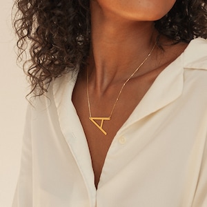 Sideways Initial Necklace Large Initial Necklace Oversized Letter Necklace Monogram Necklace Bridesmaids Gifts NM40F39 image 8