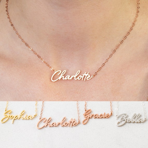 Dainty custom name clearance necklace
