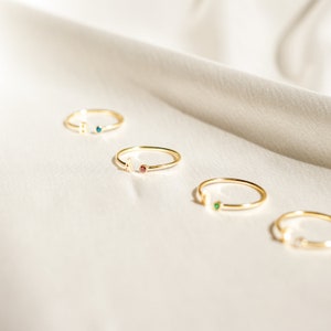 Initial Birthstone Ring Letter Ring by Caitlyn Minimalist Mothers Ring Birthday Gifts Bridesmaid Gifts RM74F39 image 6