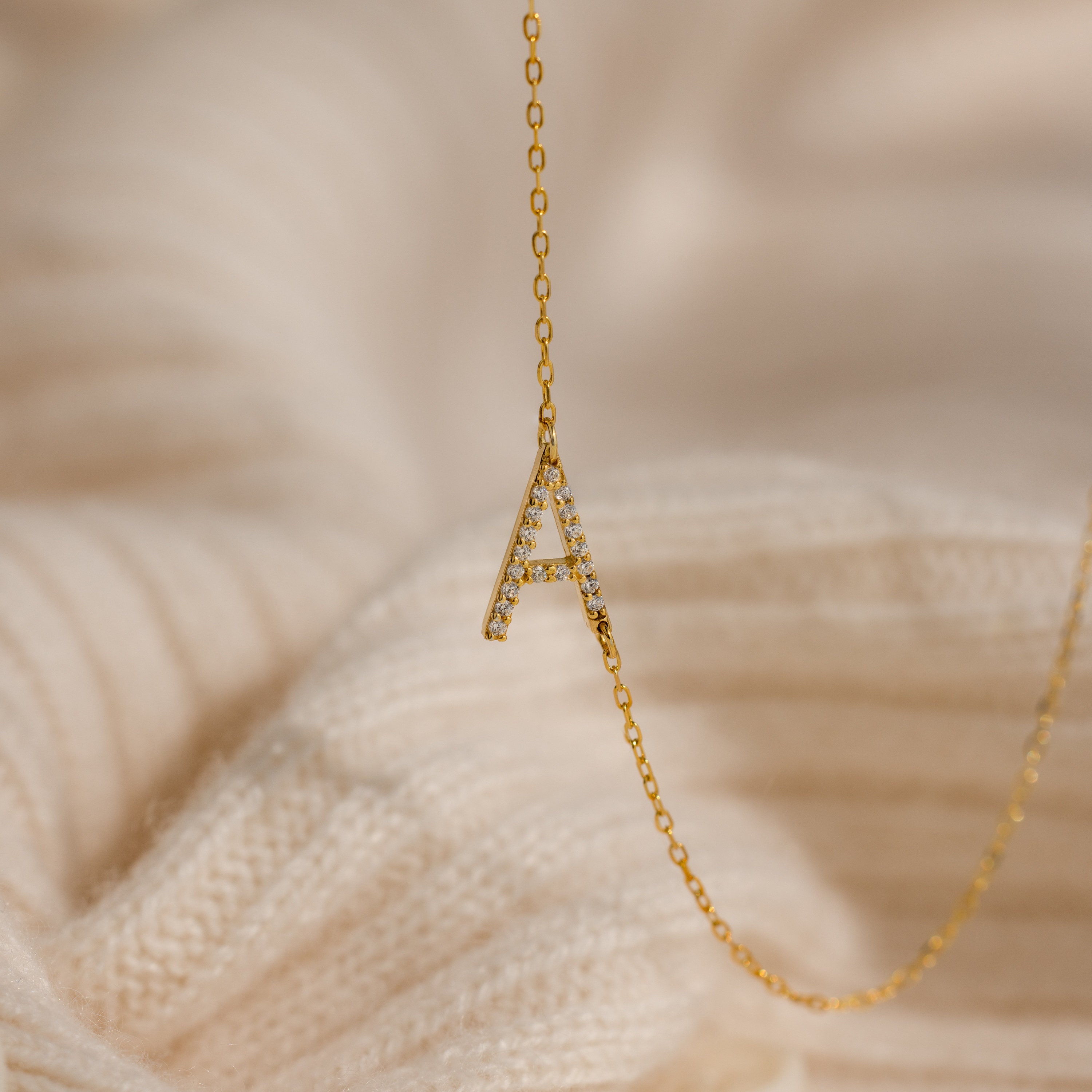 【CaitlynMinimalist】ミニパヴェイニシャルネックレス★ CaitlynMinimalist】人気！パヴェリンクネックレス18Kシルバー