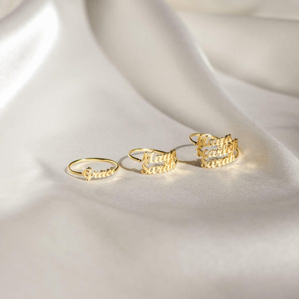 Namensring mit mehreren Namen von Caitlyn Minimalist • Zwei-Namens-Ring • Personalisiertes Geschenk für Mama • Geschenk für frischgebackene Mütter • Perfektes Geschenk für sie • RM75F60