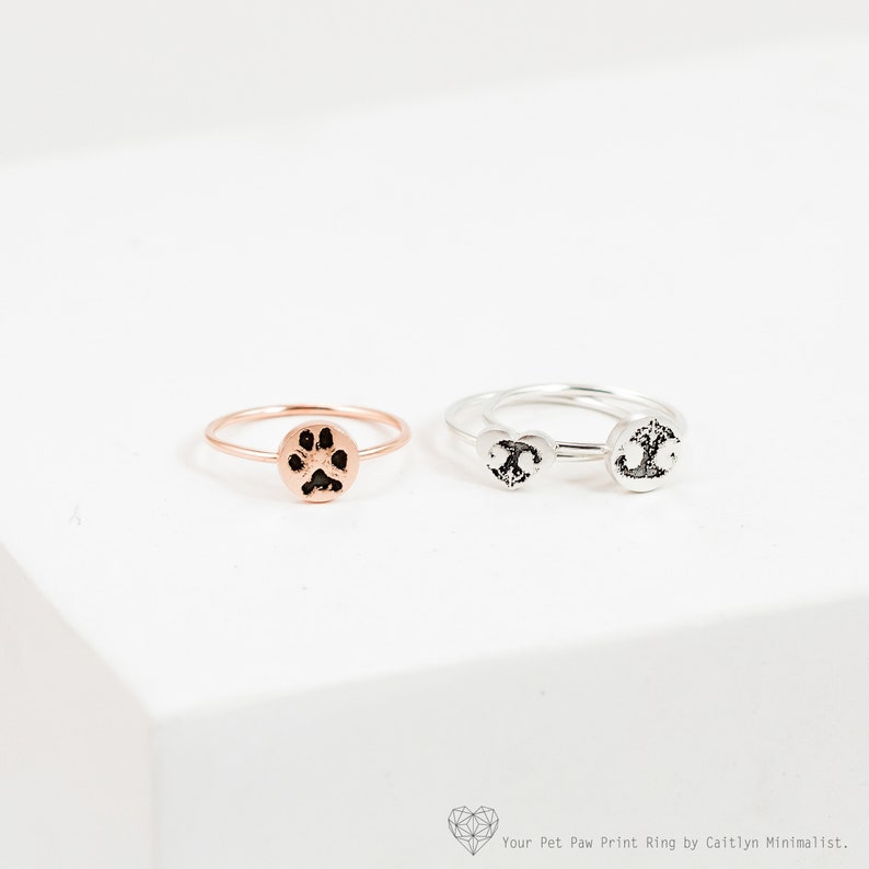 Custom Paw Print Ring Your Actual Pet Print Ring Personalized Fingerprint Cat Print Jewelry Pet Lover Gift Pet Memorial RM20.1 image 2