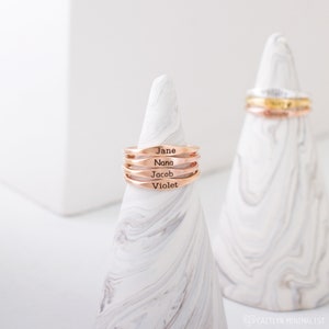 Name Ring in Sterling Silver, Gold and Rose Gold Skinny Stackable Name Ring Personalized Stacking Rings Gift for Bridesmaids RM21F31 image 4