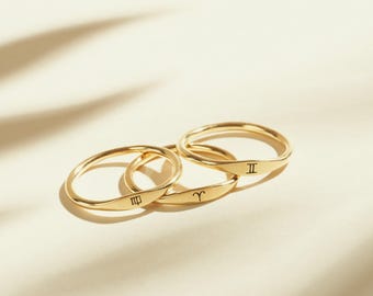 Zodiac Ring by CaitlynMinimalist • Custom Zodiac Jewelry in Sterling Silver & Gold • Birthday Gift for Her • RM21F31