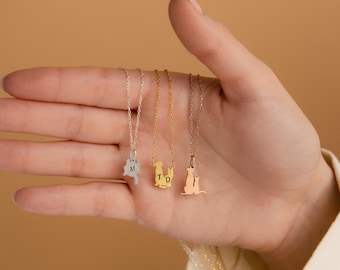 Personalized Pet Initial Necklace by Caitlyn Minimalist • Custom Dog & Cat Charm Necklace • Perfect Pet Lover Gift • Birthday Gift • NM03F77