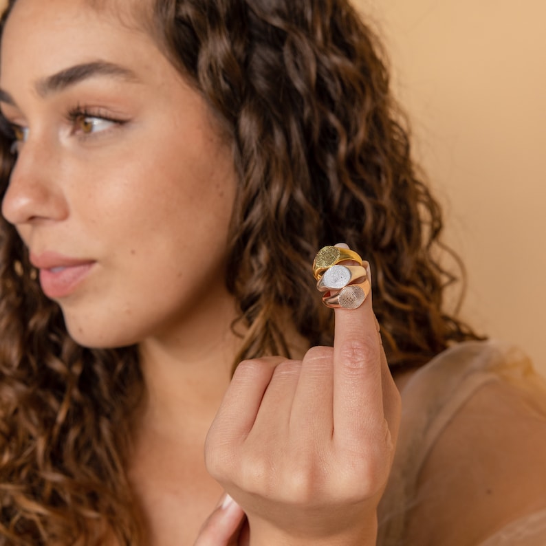 Fingerprint Signet Ring by Caitlyn Minimalist Personalized Engraved Statement Ring Custom Memorial Jewelry Perfect Gift for Mom RM77 image 6