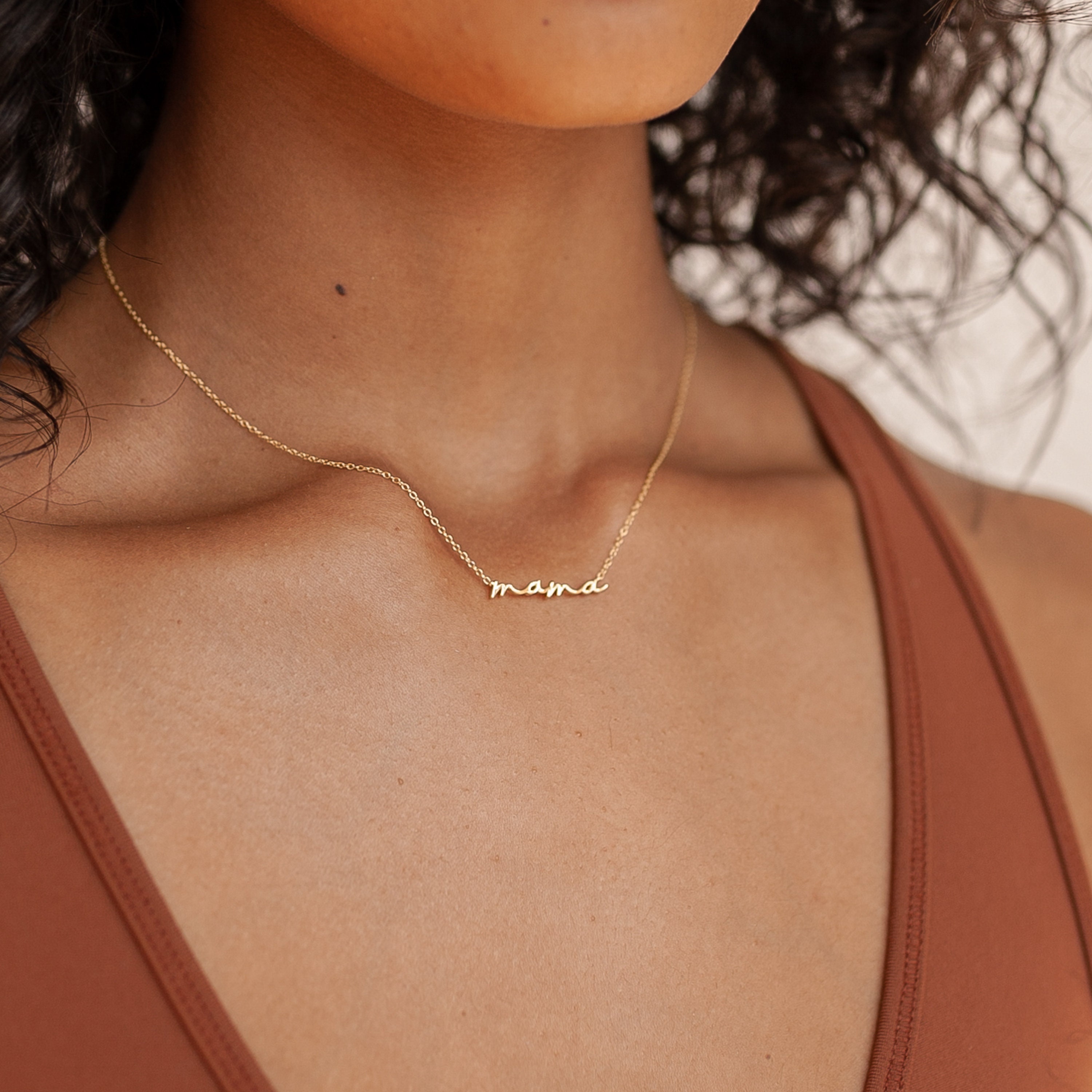 Dainty Mama Necklace by Caitlyn Minimalist in Sterling Silver