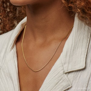 Minimalist Layering Chain by Caitlyn Minimalist Dainty Curb Chain Necklace in Sterling Silver, Gold, Rose Gold NR044 image 2