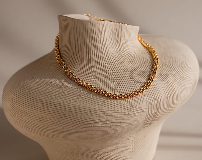 Link Strap Necklace by CaitlynMinimalist • Chunky Gold Choker Necklace • Thick Statement Necklace • Unique Jewelry • Friend Gift • NR256