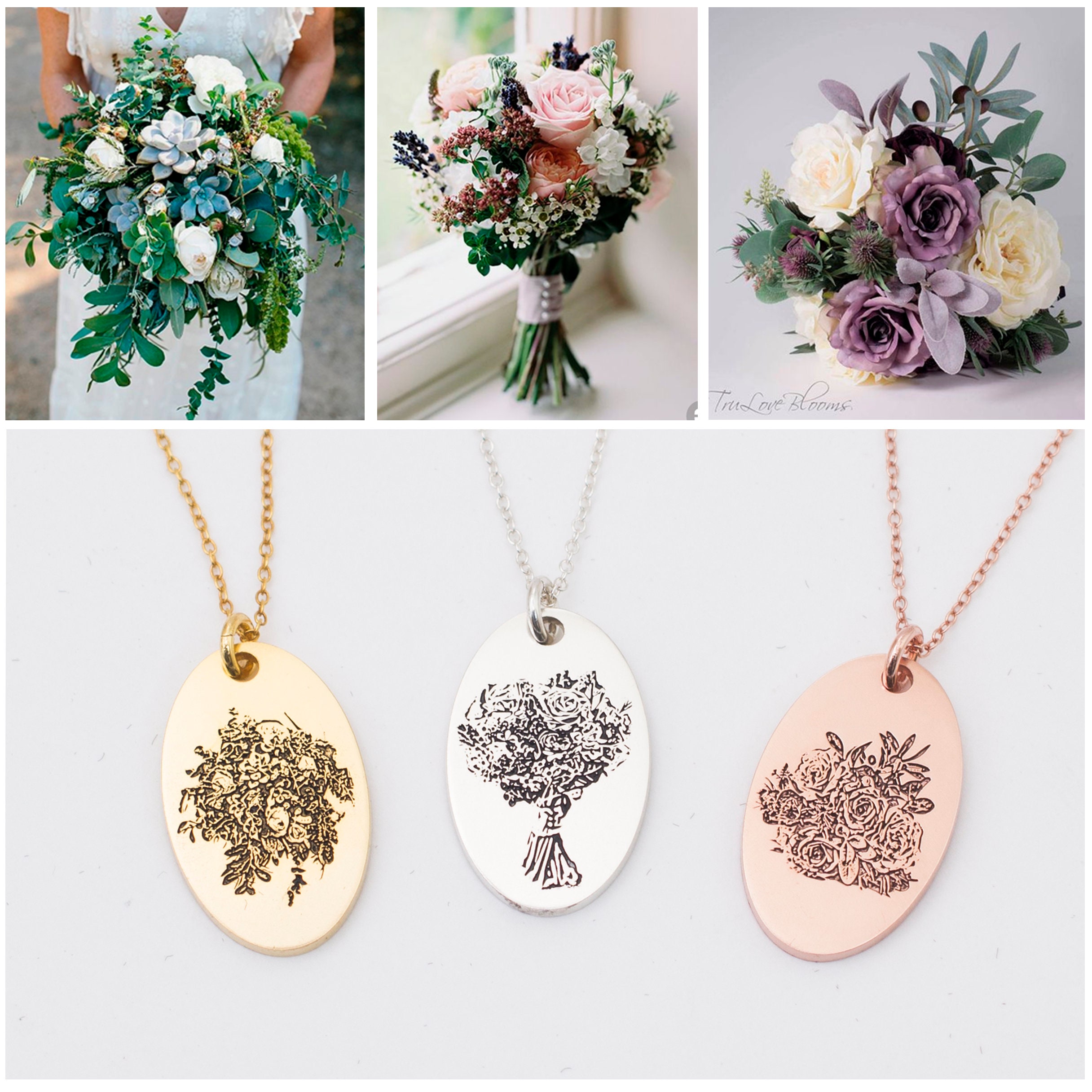 Custom Flower Bouquet Necklace Personalized Flower Necklace Etsy