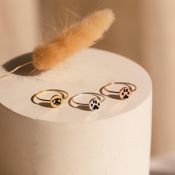 Custom Paw Print Ring • Your Actual Pet Print Ring • Engraved Nose Print Ring • Pet Memorial Jewelry • Personalized Pet Lover Gift • RM20.1