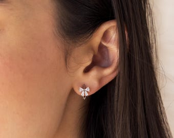 ピアス August Harmony 925silver Mini Ribbon Hoop Earring BMH1768 Silver Ribbon Bow Hoop Earrings – Shop Moonstorm