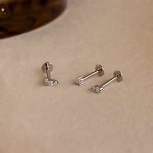 Diamond Cluster Earring Set by CaitlynMinimalist • Set of 3: Flat Back Diamond Stud Earrings • Dainty Wedding Jewelry • Gift for Mom • ER537 image 4
