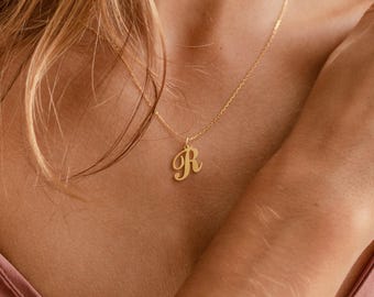 Minimal Initial Necklace by Caitlyn Minimalist • Dainty Letter Necklace in Gold • Personalized Jewelry • Birthday Gift for Her • NM13F89