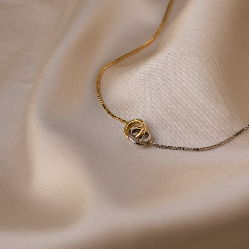 Eternity Circle Necklace by Caitlyn Minimalist Silver & Gold Necklace Infinity Necklace Minimalist Jewelry Anniversary Gift NR036 image 4