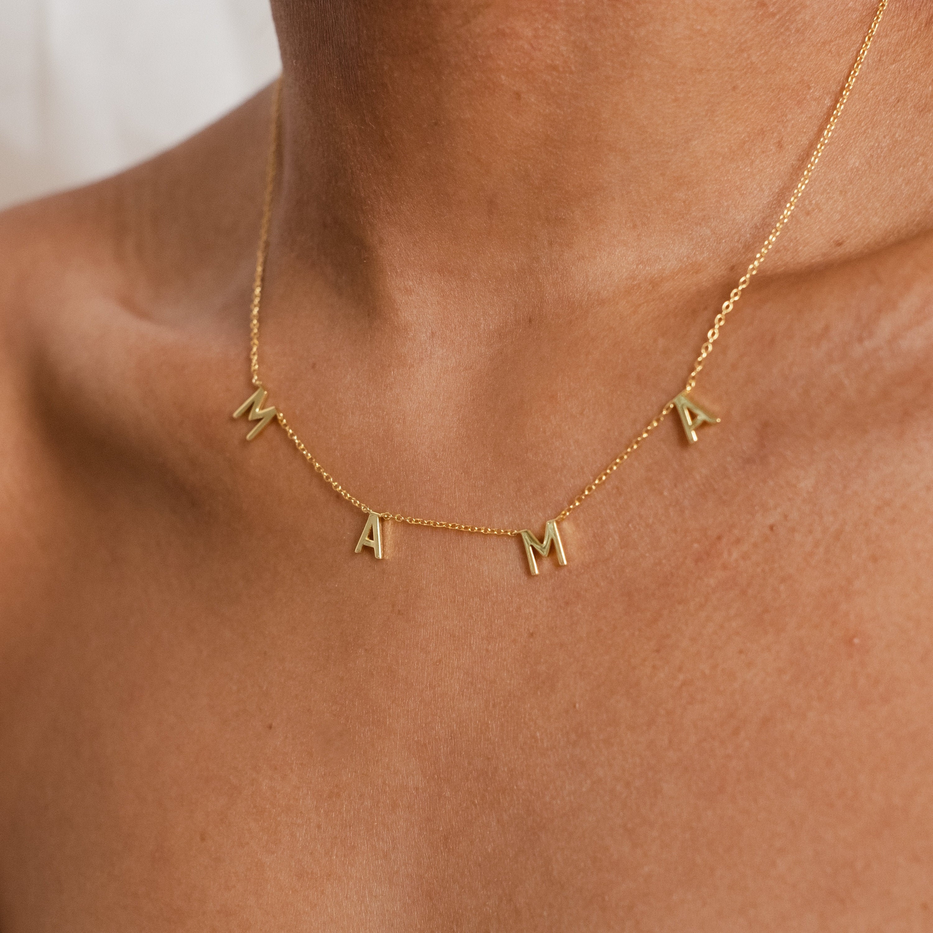 MAMA Letter Necklace by Caitlynminimalist Dainty Mama Necklace
