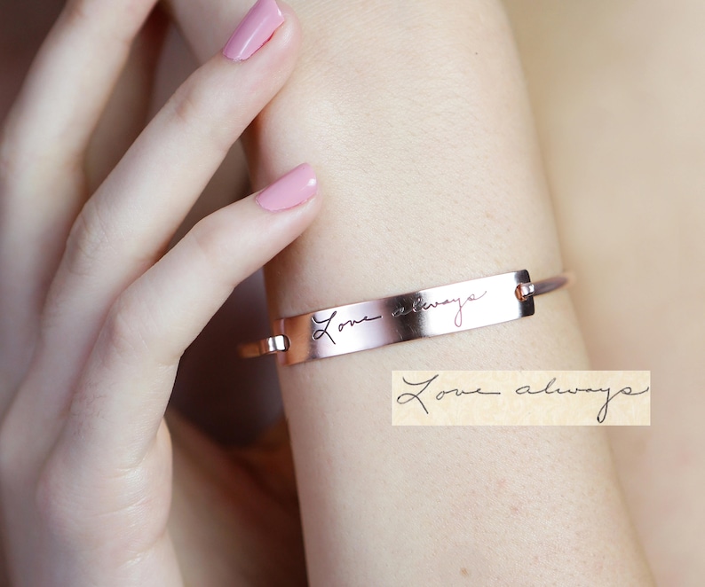 Custom Actual Handwriting Jewelry Handwriting Bangle Engrave Signature Bracelet Sentimental Gift Mother Gift GRANDMA GIFT BM25 image 3