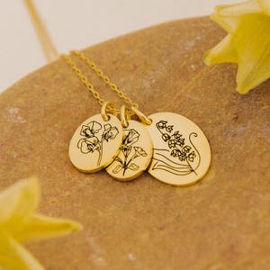 Collar con colgante de flores múltiples de Caitlyn Minimalist • Collar con dije de flor de nacimiento • Joyería floral personalizada • Regalo para madre e hija • NM48