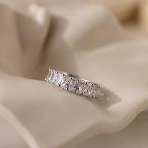 Statement Eternity Ring in Gold by Caitlyn Minimalist • Baguette Eternity Band • Engagement Ring • Wedding Ring • Bold Stacking Ring • RR024 SILVER