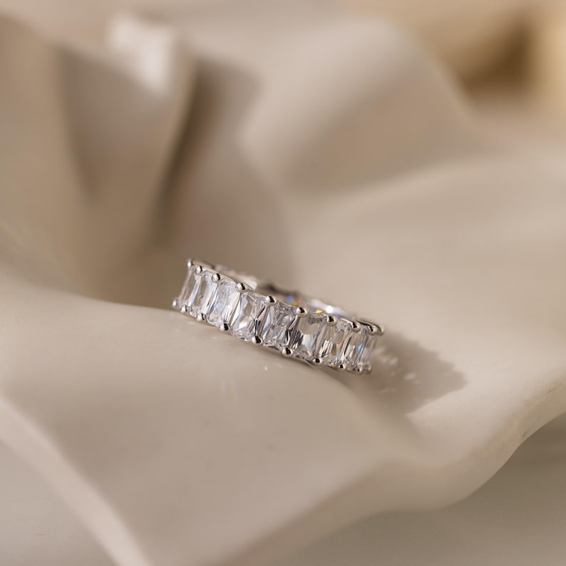 Statement Eternity Ring in Gold by Caitlyn Minimalist • Baguette Eternity Band • Engagement Ring • Wedding Ring • Bold Stacking Ring • RR024 SILVER