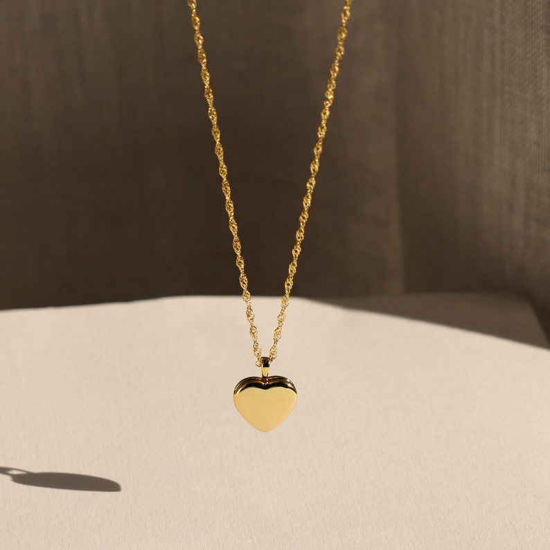 Collar con medallón de corazón inicial de Caitlyn Minimalista Collar con foto de medallón de oro con cadena giratoria Regalo personalizado para mamá NR108 imagen 9