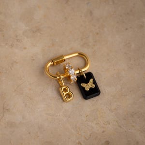 Onyx Butterfly Charm by Caitlyn Minimalist • Black Rectangular Insect Jewelry • XR142