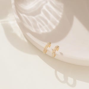 Pave Diamond Cuff Earrings by Caitlyn Minimalist • Huggie Hoop Ear Cuffs • Perfect for Stacking • Bridal Jewelry • Birthday Gift • ER011