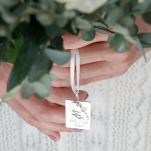 Actual Handwriting Charm • Bouquet Photo Charm • Bridal Bouquet Charms • Memorial Wedding Bouquet Charm • Bridal Shower Gift • CM15F61 SQUARE