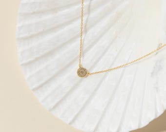 Pave Round Necklace by Caitlyn Minimalist • Minimalist Necklace • Dainty Necklace • Perfect Gift for Her • NR041
