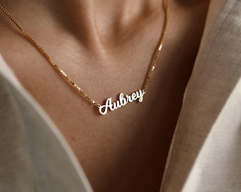 Custom Name Necklace with Box Chain in Gold & Silver • Baby Name Necklace • Personalized Gift for Mom • NM81F97