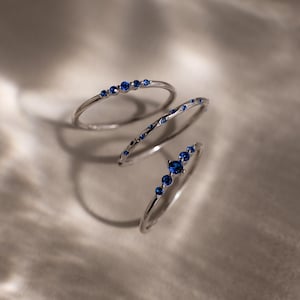 Stacking Sapphire Ring Set by Caitlyn Minimalist • Minimalist Blue Gemstone Rings in Silver • Summer Jewelry • Anniversary Gift • RR107