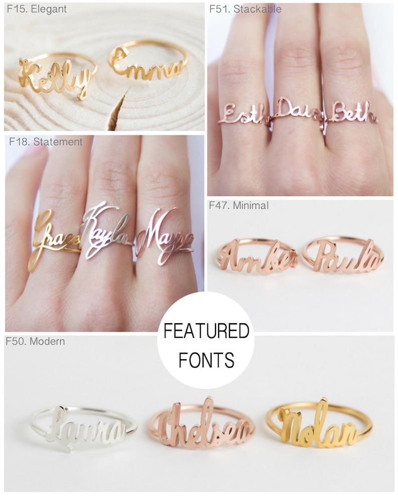 Custom Name Ring in Sterling Silver Bridesmaids Jewelry Personalized Jewelry Dainty Name Ring Mother Gift GIFT FOR HER RM02F50 image 3